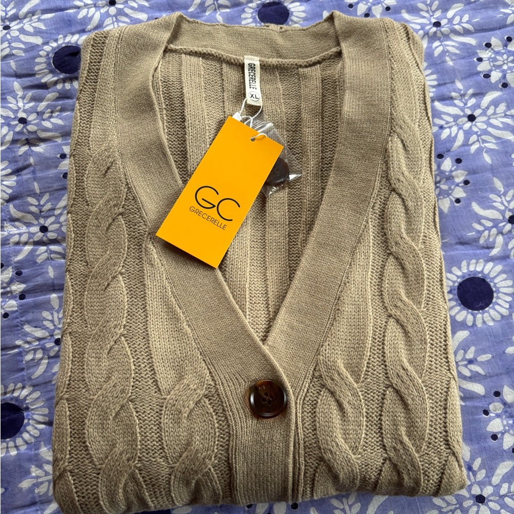 Grecelle XL Cable Knit Cardigan Sweater NWT